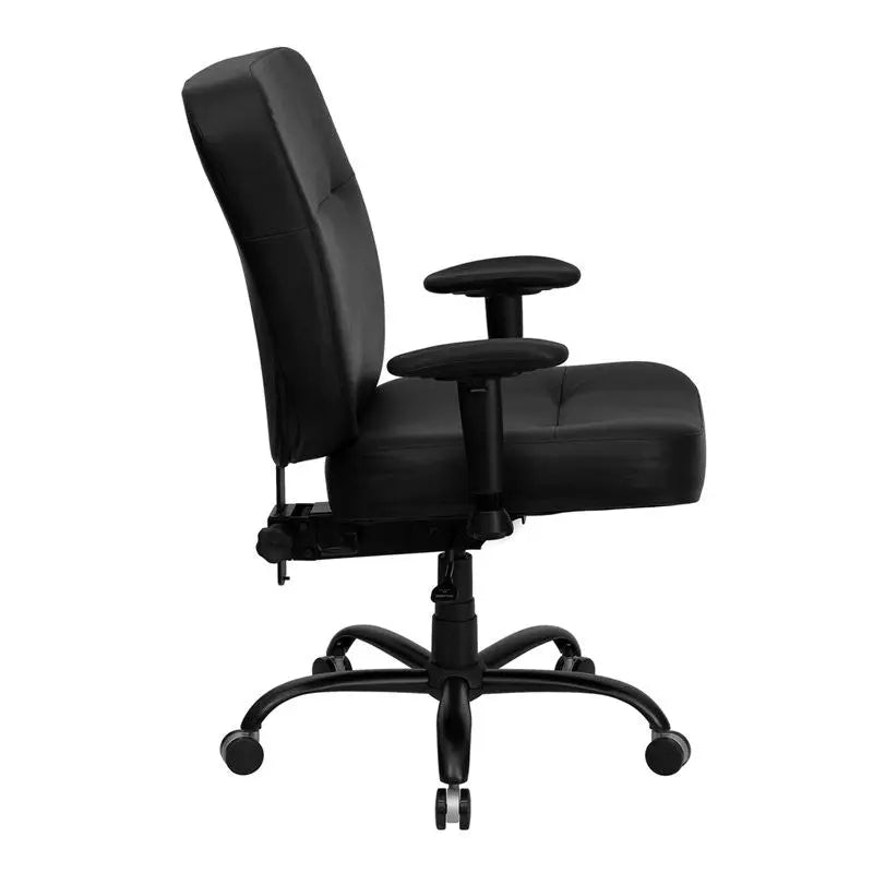 Boswell Big & Tall Black Leather Executive Swivel Chair w/Adj Arms iHome Studio