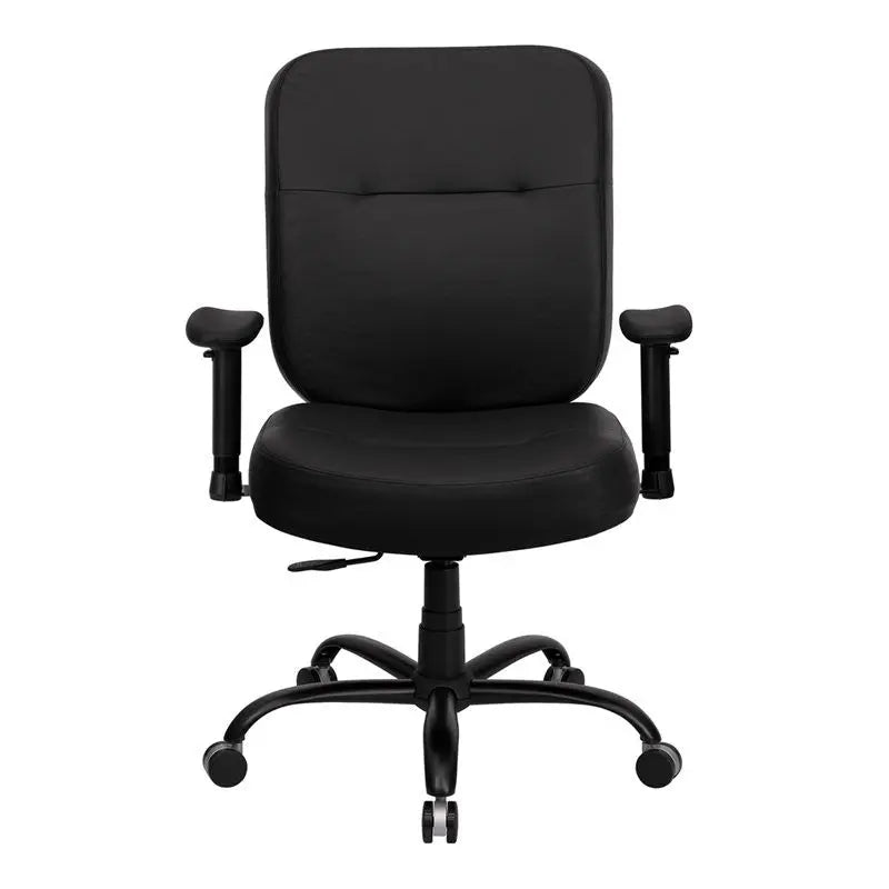 Boswell Big & Tall Black Leather Executive Swivel Chair w/Adj Arms iHome Studio