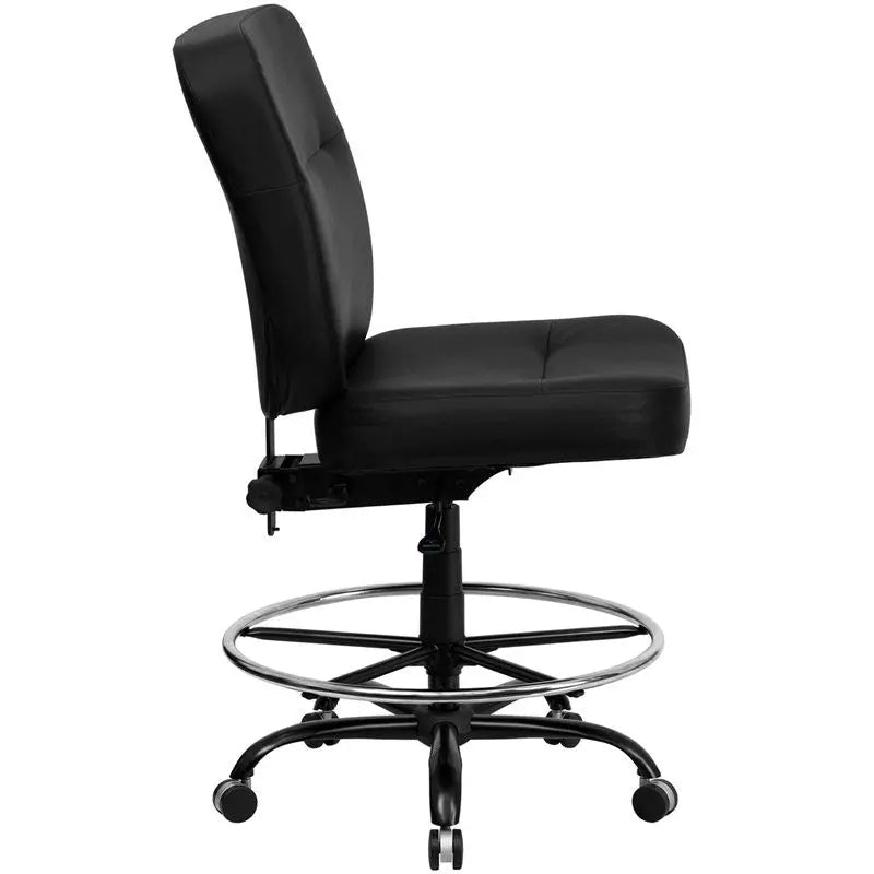 Boswell Big & Tall Black Leather Professional Drafting Chair iHome Studio