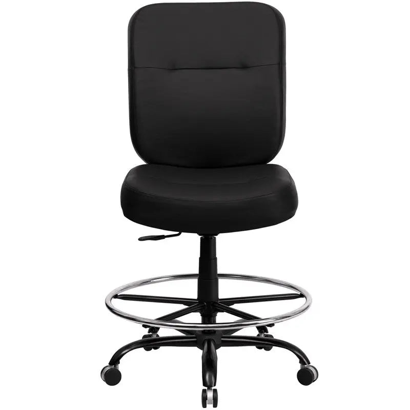 Boswell Big & Tall Black Leather Professional Drafting Chair iHome Studio