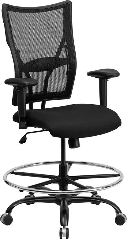 Boswell Big & Tall Black Mesh Professional Drafting Chair w/Adj Arms iHome Studio