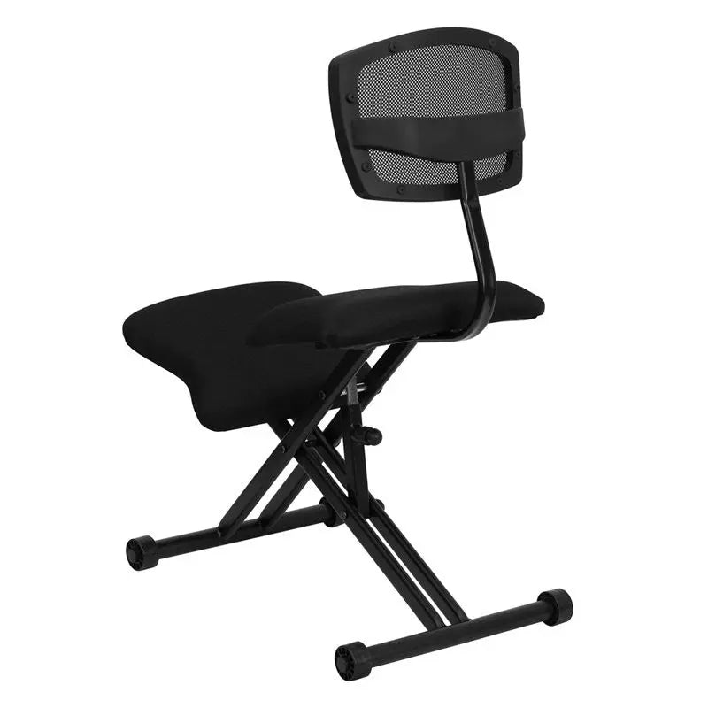 Boswell Ergonomic Kneeling Chair w/Back in Black Mesh & Fabric iHome Studio
