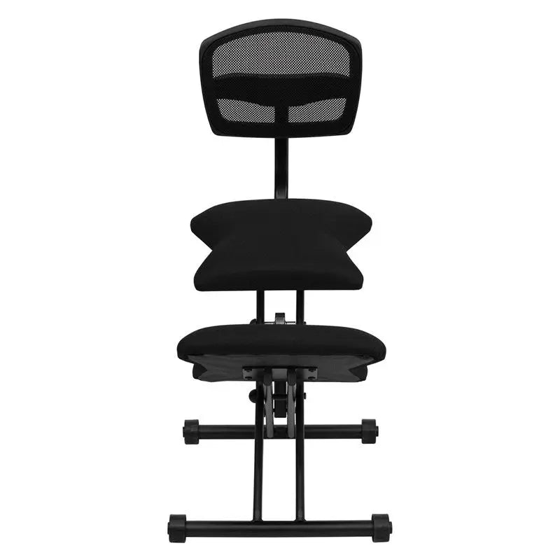 Boswell Ergonomic Kneeling Chair w/Back in Black Mesh & Fabric iHome Studio