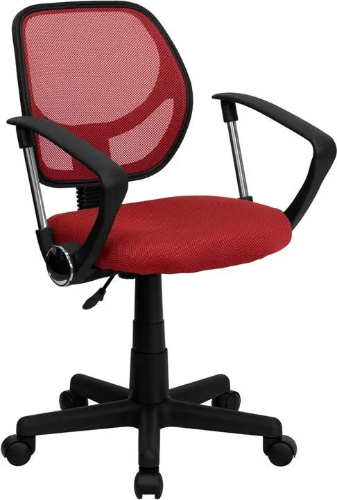 Boswell Low-Back Red Mesh Swivel Home/Office Task Chair w/Arms iHome Studio