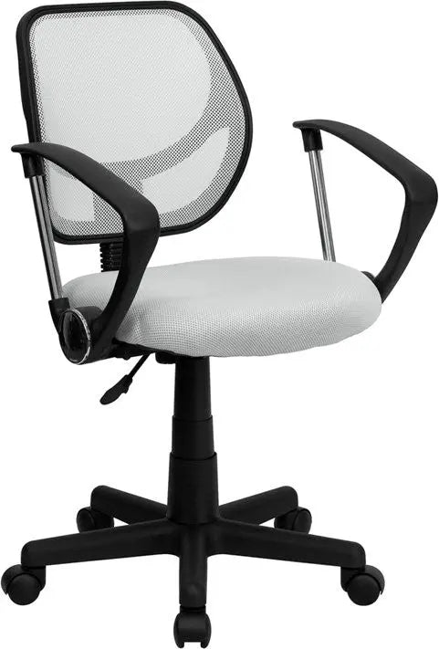 Boswell Low-Back White Mesh Swivel Home/Office Task Chair w/Arms iHome Studio