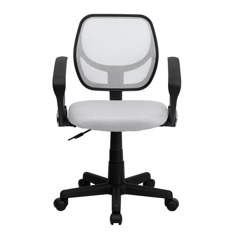Boswell Low-Back White Mesh Swivel Home/Office Task Chair w/Arms iHome Studio
