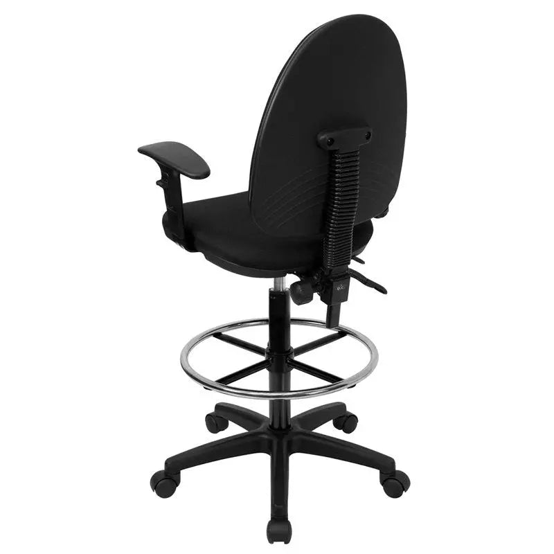Boswell Mid-Back Black Fabric Professional Drafting Chair w/Lumbar Support, Arms iHome Studio