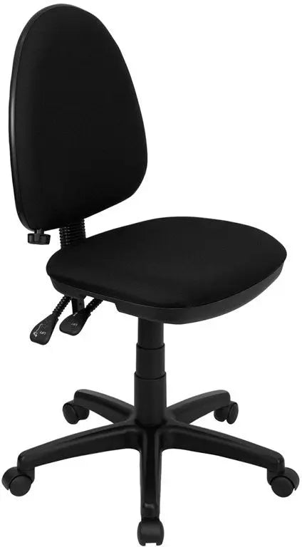 Boswell Mid-Back Black Fabric Swivel Home/Office Task Chair w/Adj Lumbar Support iHome Studio
