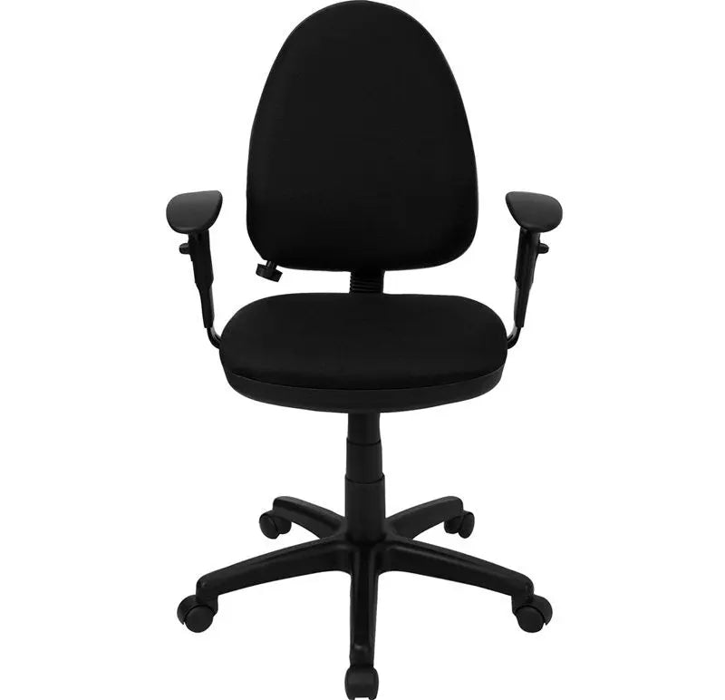 Boswell Mid-Back Black Fabric Swivel Home/Office Task Chair w/Arms iHome Studio