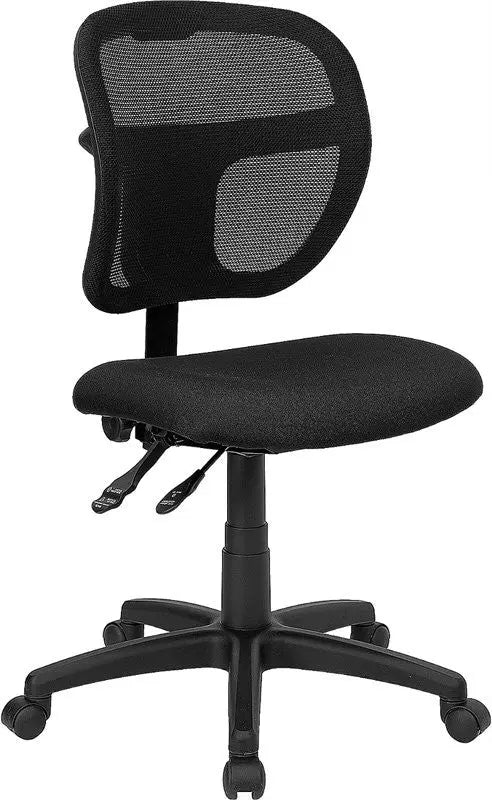 Boswell Mid-Back Black Mesh Modern Swivel Home/Office Task Chair iHome Studio
