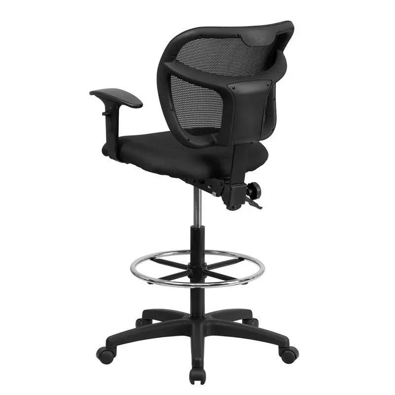 Boswell Mid-Back Black Mesh Office Professional Drafting Chair w/Adj Arms iHome Studio