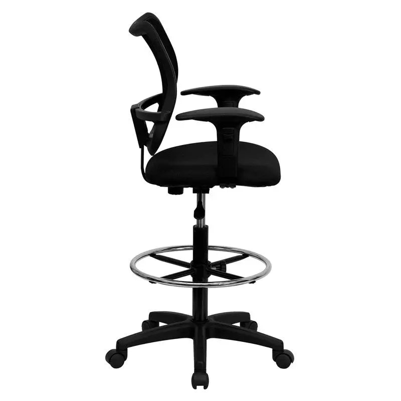 Boswell Mid-Back Black Mesh Professional Drafting Chair w/Adj Arms iHome Studio