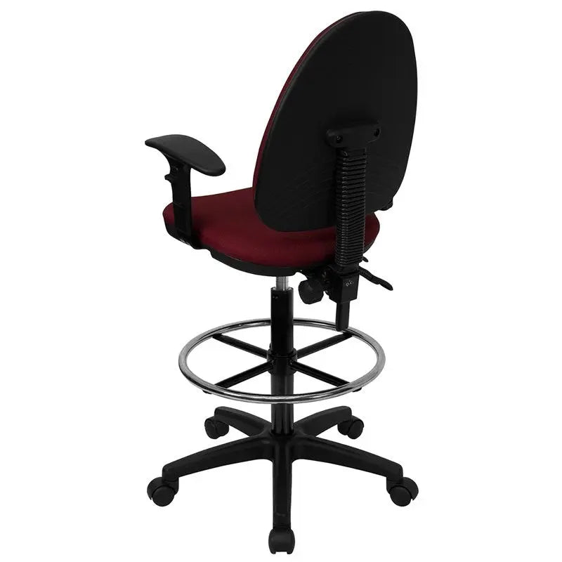 Boswell Mid-Back Burgundy Fabric Professional Drafting Chair w/Arms iHome Studio