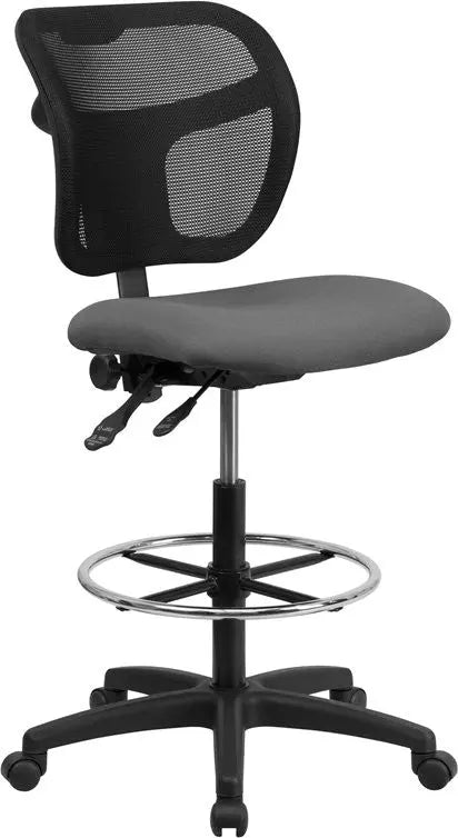 Boswell Mid-Back Gray Mesh Modern Professional Drafting Chair iHome Studio