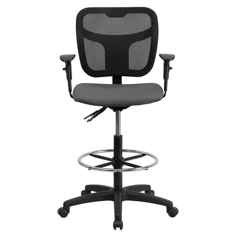 Boswell Mid-Back Gray Mesh Modern Professional Drafting Chair w/Adj Arms iHome Studio