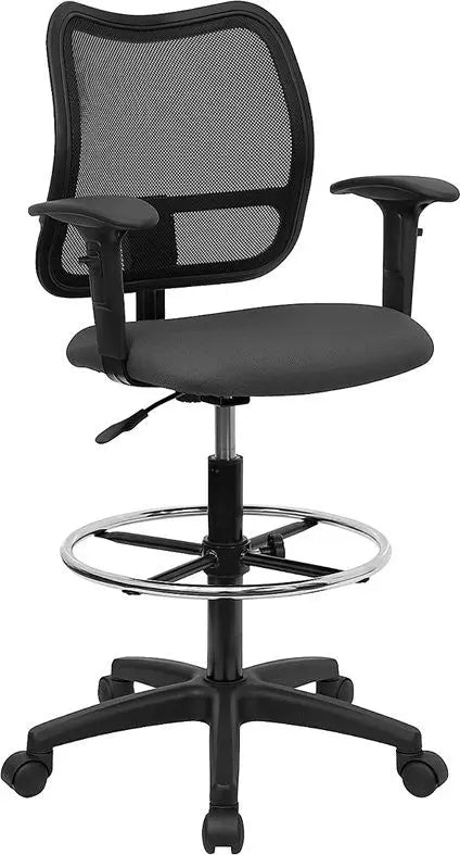 Boswell Mid-Back Gray Mesh Professional Drafting Chair w/Adj Arms iHome Studio