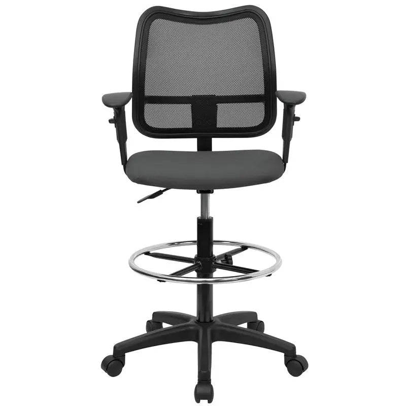 Boswell Mid-Back Gray Mesh Professional Drafting Chair w/Adj Arms iHome Studio