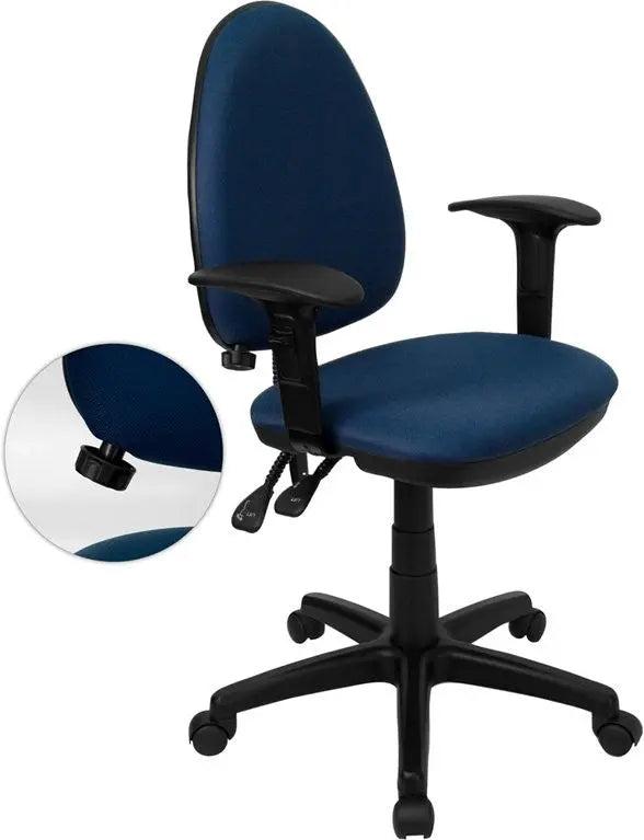 Boswell Mid-Back Navy Blue Fabric Swivel Home/Office Task Chair w/Arms iHome Studio