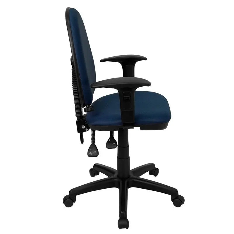 Boswell Mid-Back Navy Blue Fabric Swivel Home/Office Task Chair w/Arms iHome Studio