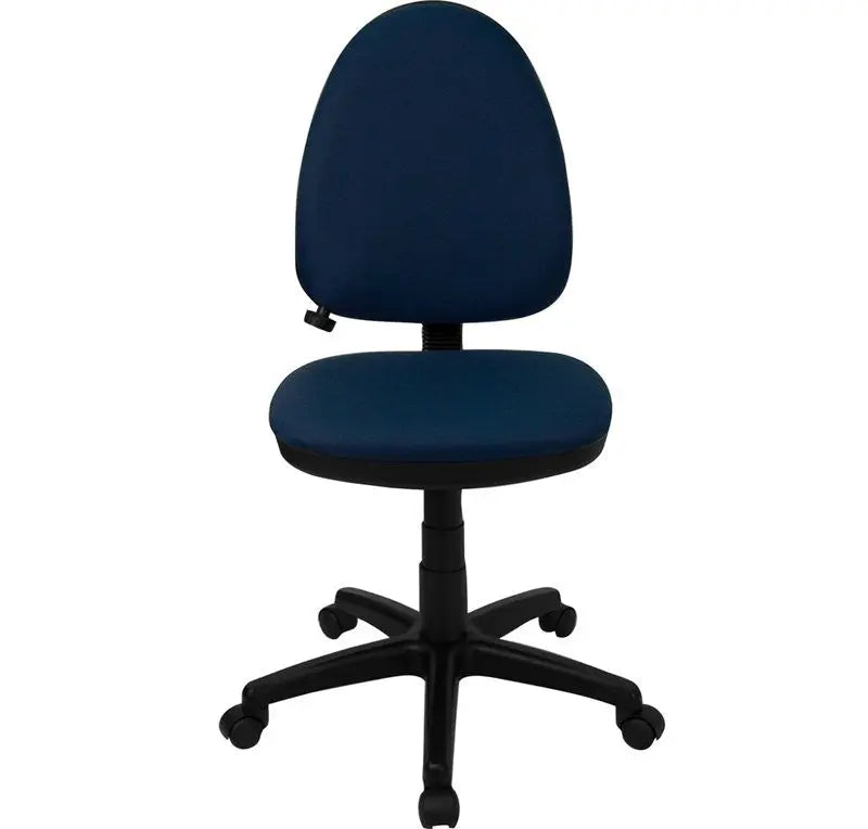 Boswell Mid-Back Navy Blue Fabric Swivel Home/Office Task Chair, Lumbar Support iHome Studio