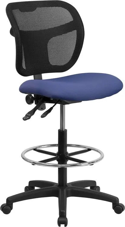 Boswell Mid-Back Navy Blue Mesh Modern Professional Drafting Chair iHome Studio