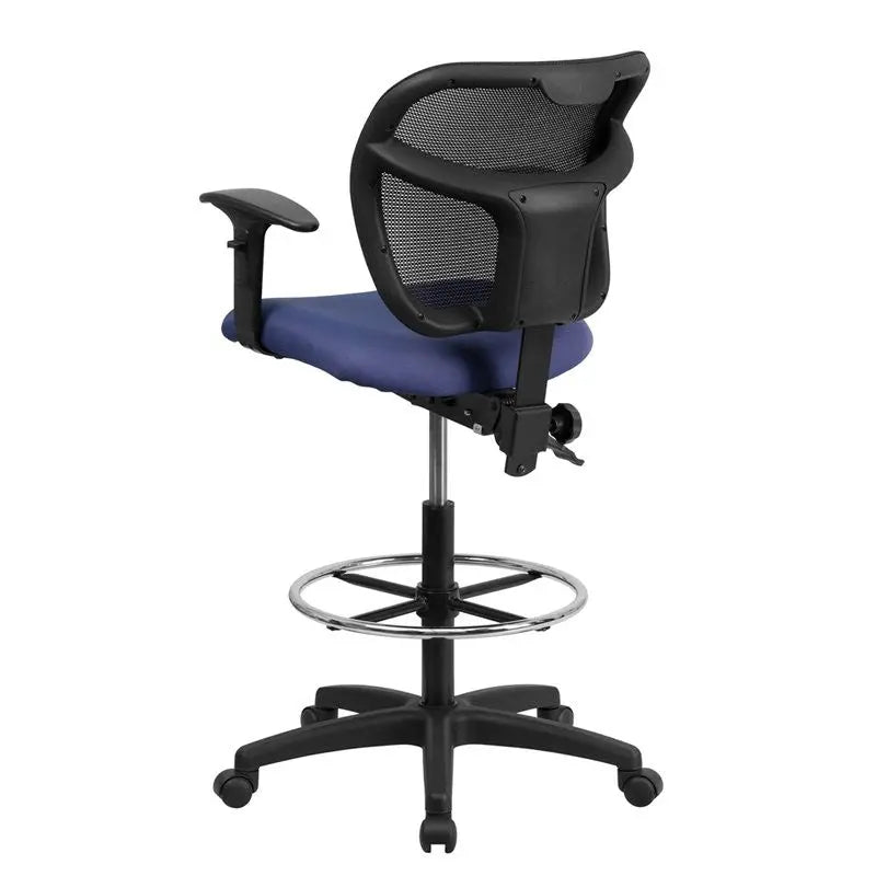 Boswell Mid-Back Navy Blue Mesh Modern Professional Drafting Chair w/Adj Arms iHome Studio