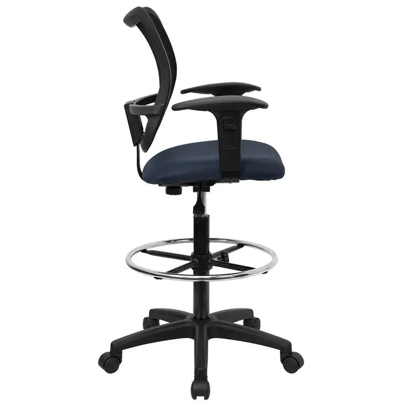 Boswell Mid-Back Navy Blue Mesh Professional Drafting Chair w/Adj Arms iHome Studio