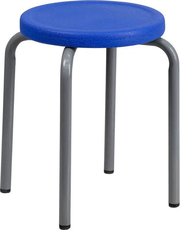 Boswell Stackable Multipurpose Stool w/Blue Seat & Silver Powder Coated Frame iHome Studio