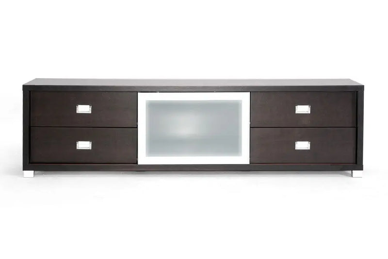 Botticelli Brown Modern TV Stand with Frosted Glass Door iHome Studio