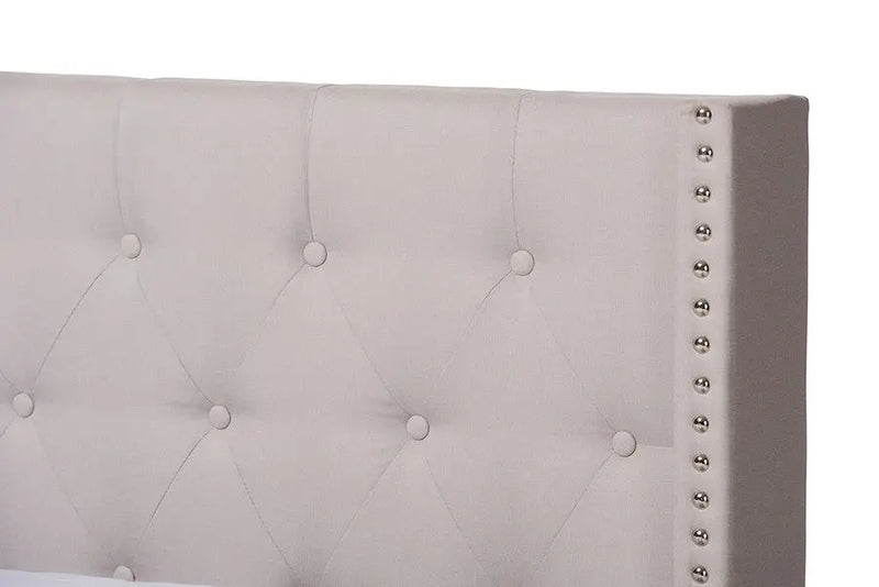 Brady Beige Fabric Upholstered Bed (King) iHome Studio