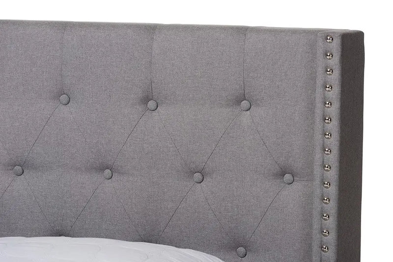 Brady Light Grey Fabric Upholstered Bed (Full) iHome Studio