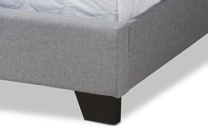 Brady Light Grey Fabric Upholstered Bed (Full) iHome Studio