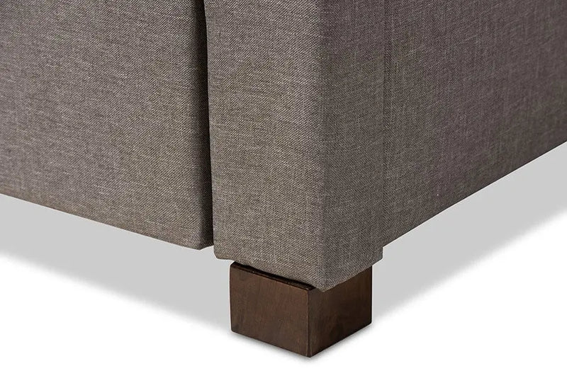 Brandy Grey Fabric Platform Bed w/Grid Tufted Headboard & Storage Drawer (King) iHome Studio