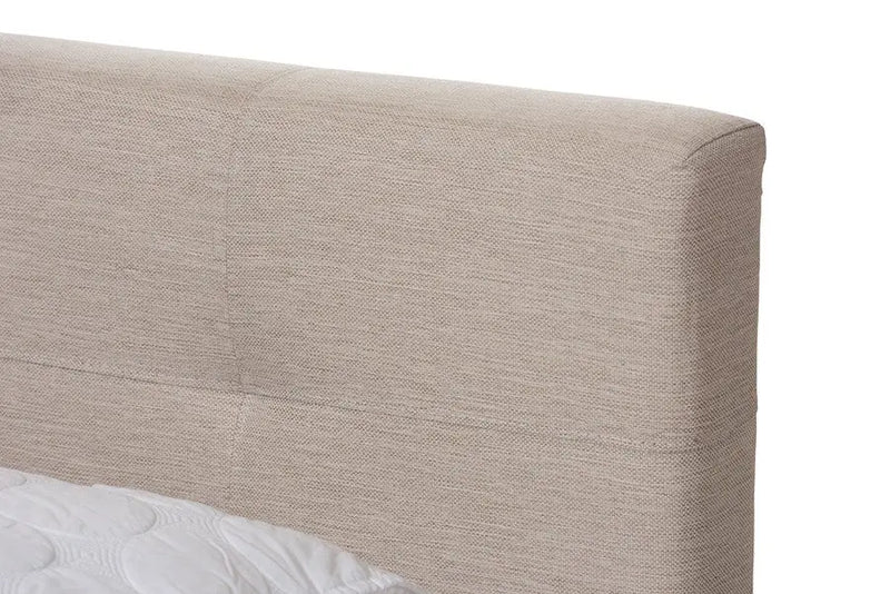 Brandy Light Beige Fabric Upholstered Storage Platform Bed (Queen) iHome Studio