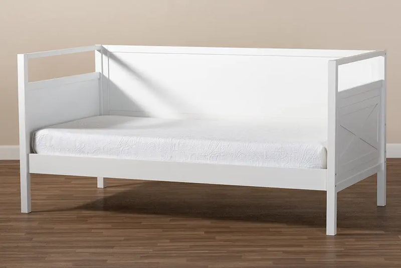 Briana Cottage Farmhouse White Finished Wood Twin Size Daybed iHome Studio