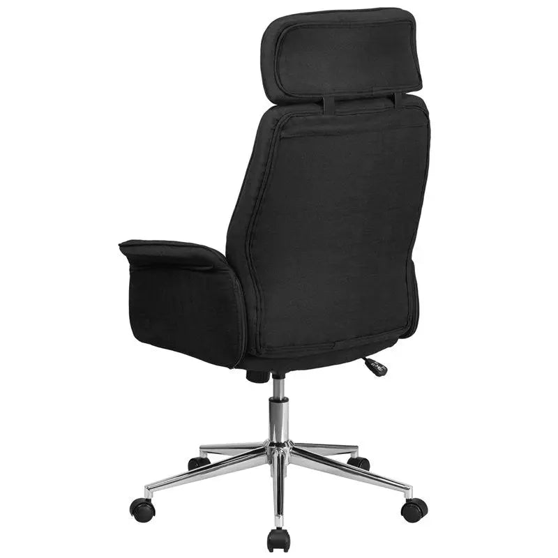 Bridgettine High-Back Black Fabric Executive Swivel Chair w/Upholstered Arms iHome Studio