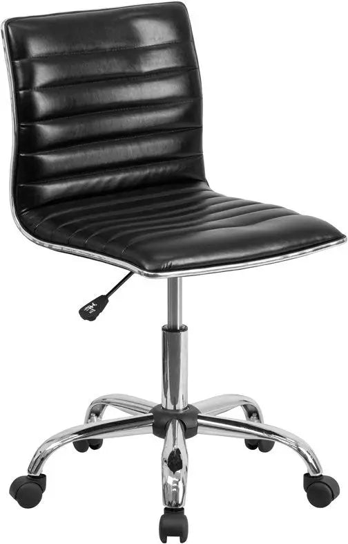 Bridgettine Low-Back Armless Black Ribbed Swivel Home/Office Task Chair iHome Studio