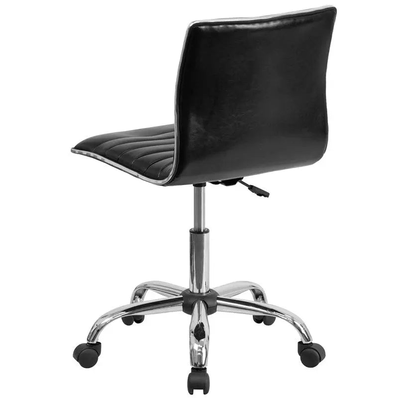 Bridgettine Low-Back Armless Black Ribbed Swivel Home/Office Task Chair iHome Studio