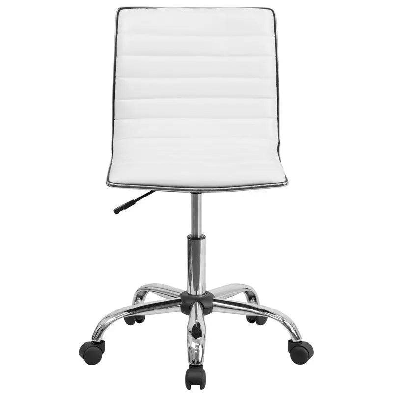 Bridgettine Low-Back Armless White Ribbed Swivel Home/Office Task Chair iHome Studio