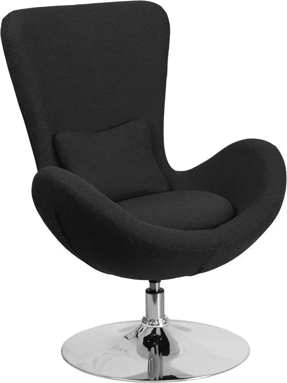 Brielle Black Fabric Side Office Reception/Guest Egg Chair, Curved Arms iHome Studio