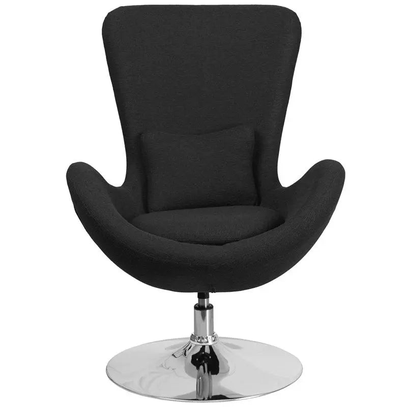 Brielle Black Fabric Side Office Reception/Guest Egg Chair, Curved Arms iHome Studio