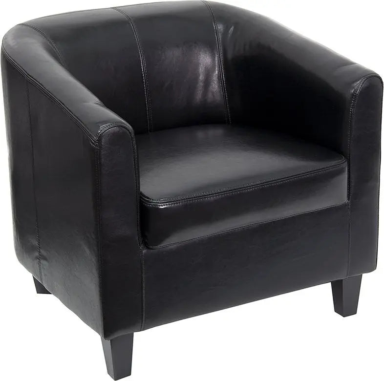 Brielle Black Leather Lounge Office Reception/Guest Chair w/Sloping Arms iHome Studio