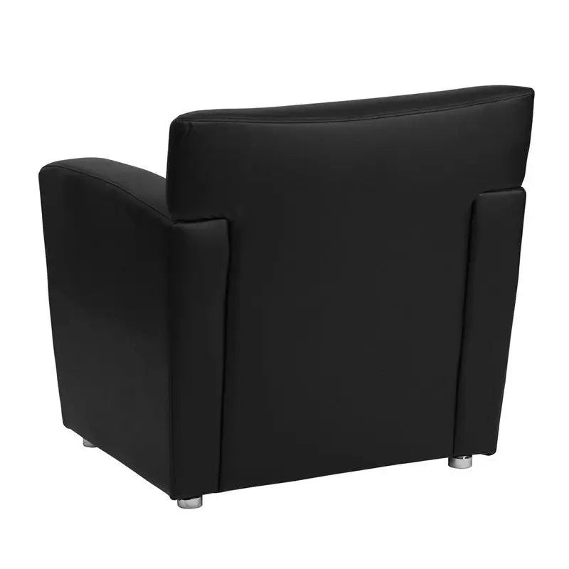 Brielle Black Leather Office Reception/Guest Chair w/Brushed Aluminium Feet iHome Studio