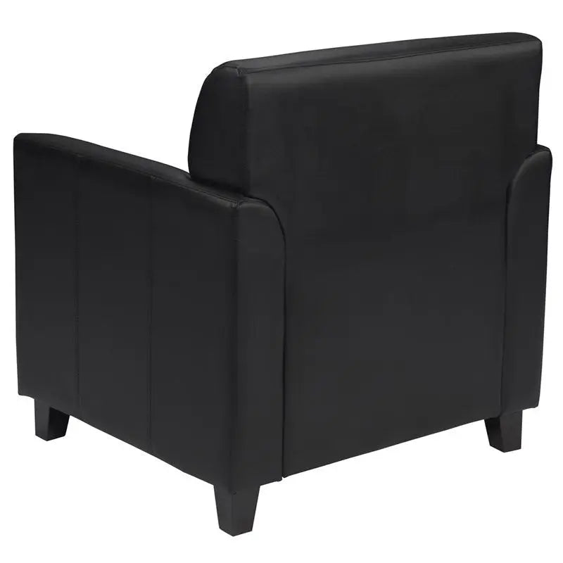 Brielle Black Leather Office Reception/Guest Chair w/Flared Arms iHome Studio
