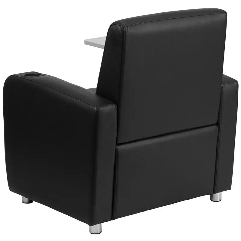 Brielle Black Leather Reception/Guest Chair w/Tablet Arm, Chrome Feet iHome Studio