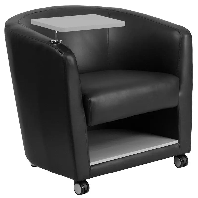 Brielle Black Leather Reception/Guest Chair w/Wheel Casters, Storage iHome Studio
