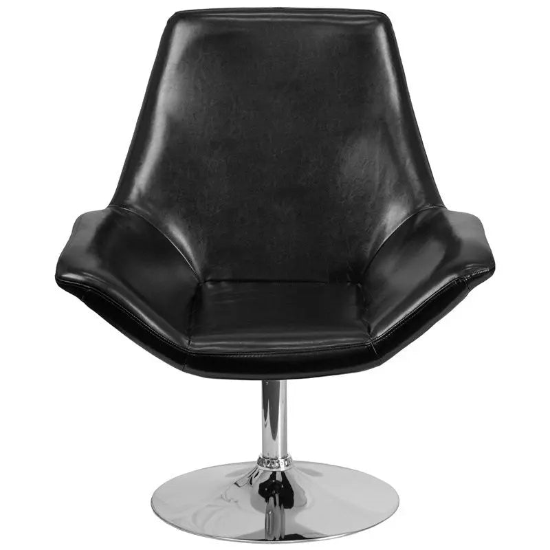 Brielle Black Leather Side Office Reception/Guest Chair w/Integrated Arms iHome Studio