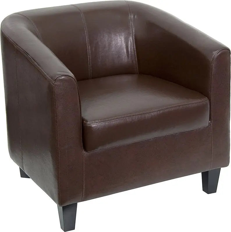 Brielle Brown Leather Lounge Office Reception/Guest Chair w/Sloping Arms iHome Studio