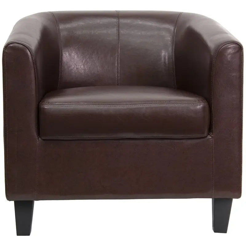 Brielle Brown Leather Lounge Office Reception/Guest Chair w/Sloping Arms iHome Studio