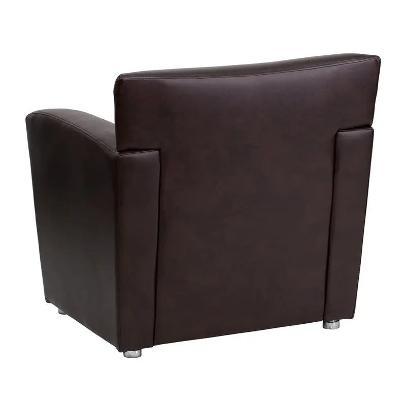 Brielle Brown Leather Office Reception/Guest Chair w/Brushed Aluminium Feet iHome Studio